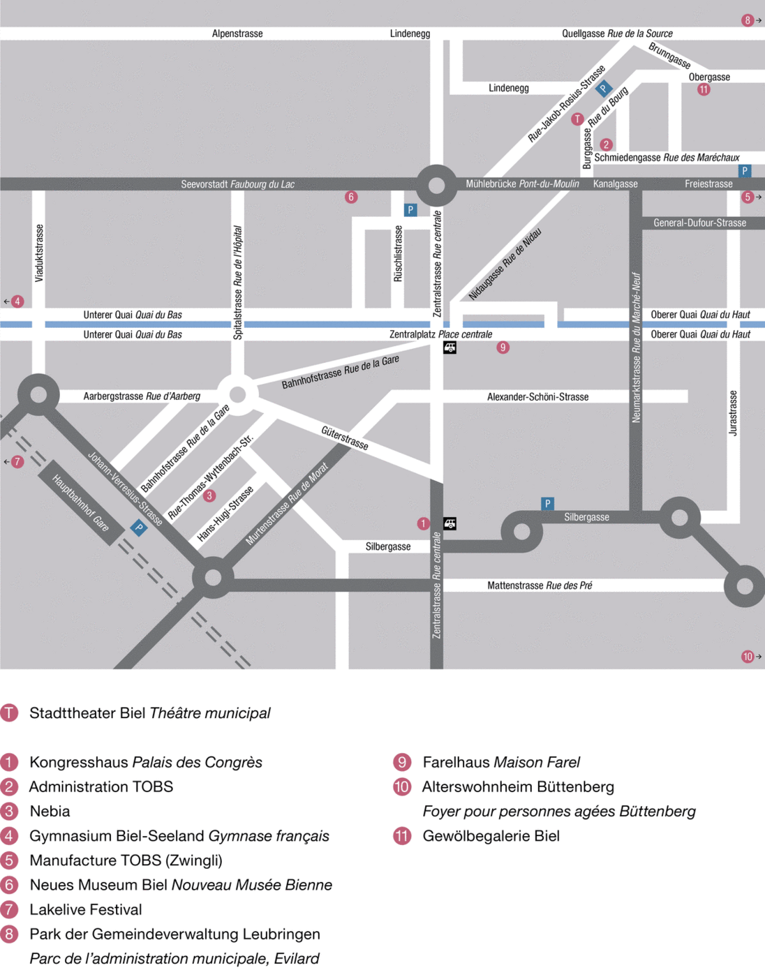 Situationsplan TOBS! Standorte Biel